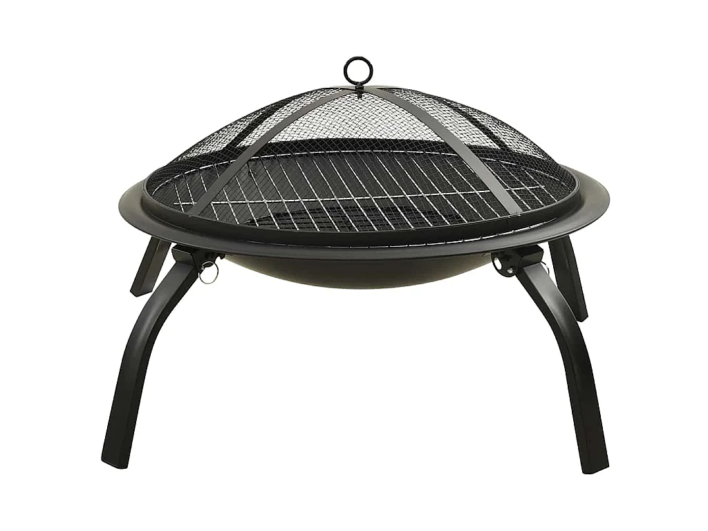 Foyer et barbecue avec tisonnier 2 en 1 56x56x49 cm Acier
