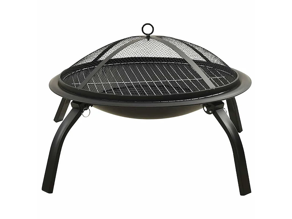 Vuurschaal en barbecue 2-in-1 met pook 56x56x49 cm staal