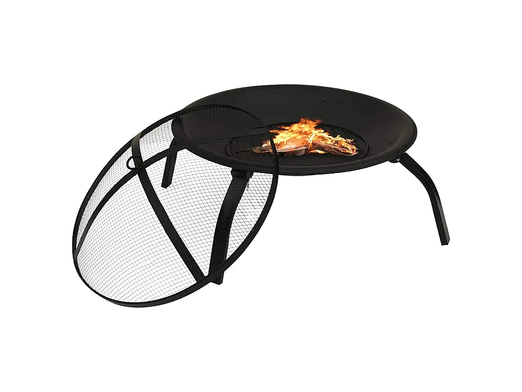 Vuurschaal en barbecue 2-in-1 met pook 56x56x49 cm staal