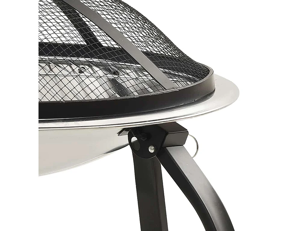 Foyer et barbecue avec tisonnier 2 en 1 56x56x49 cm Inox
