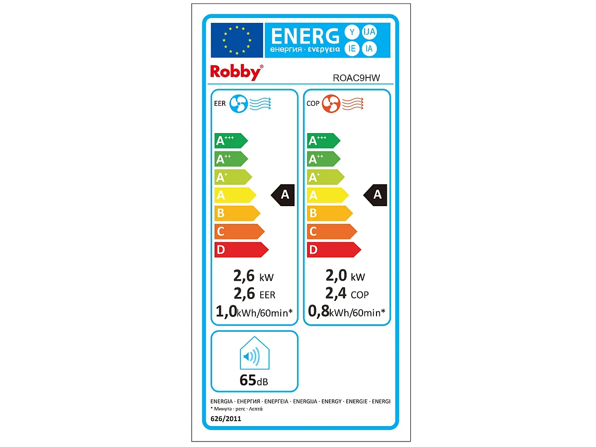 Robby Climatiseur mobile reversible 2600w avec kit fenêtre - ROAC9HW
