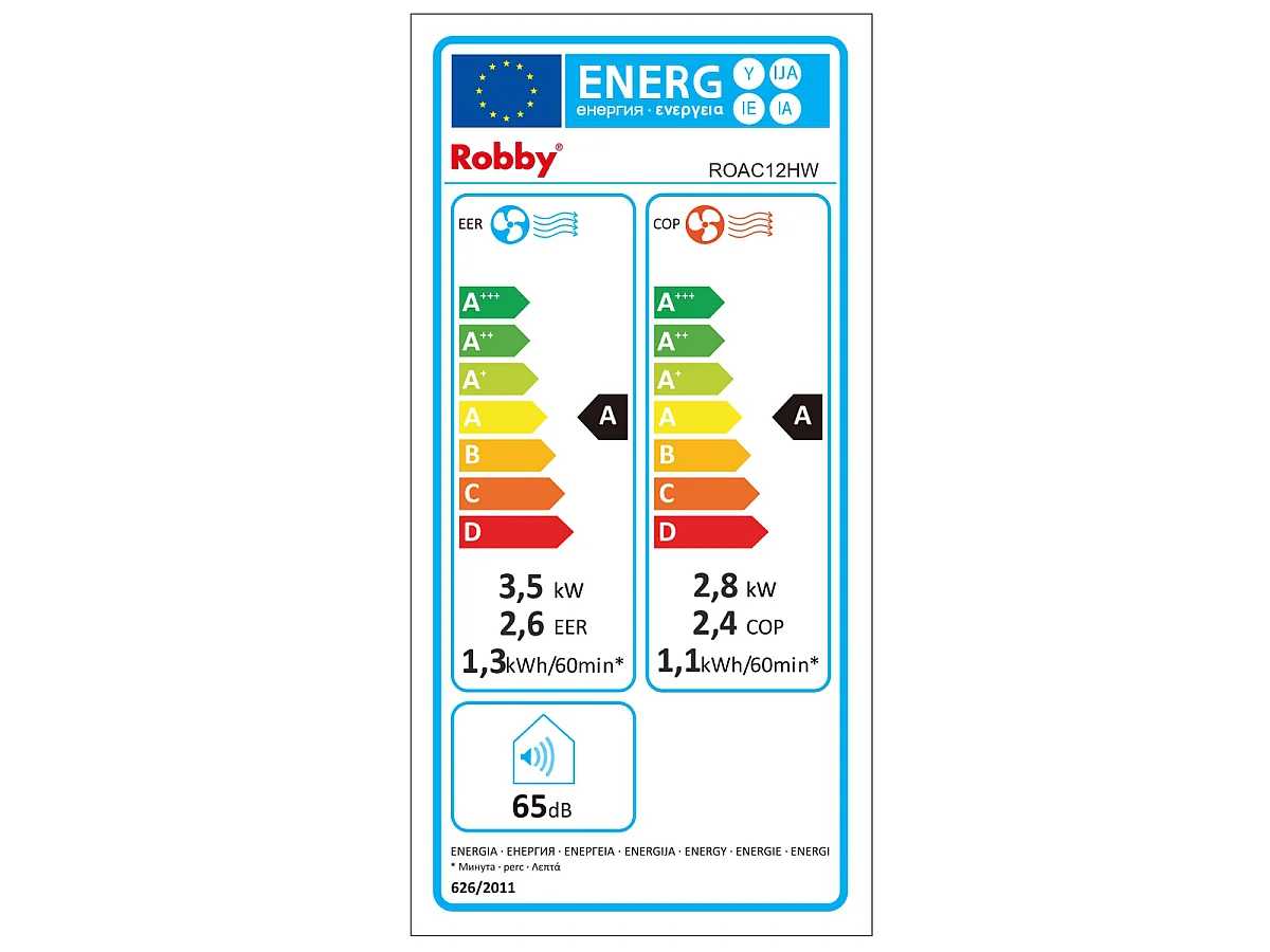 Robby Climatiseur mobile réversible 3500w avec kit fenêtre - ROAC12HW