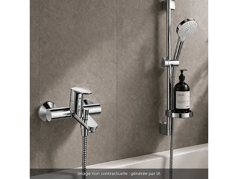 Pack mitigeur baignoire mécanique HANSGROHE Focus C2 chromé + Ensemble de douche Crometta 2 jets blanc/chromé