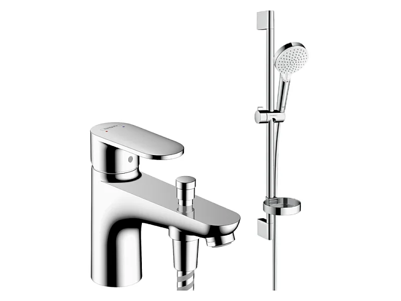 Pack mitigeur baignoire mécanique HANSGROHE Vernis Blend C2 chromé + Ensemble de douche Crometta 2 jets blanc/chromé