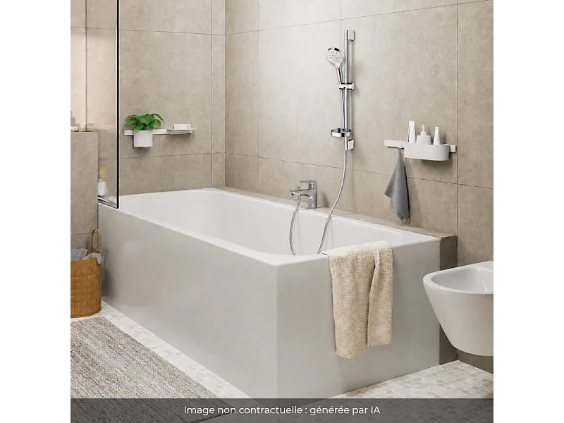 Pack mitigeur baignoire mécanique HANSGROHE Vernis Blend C2 chromé + Ensemble de douche Crometta 2 jets blanc/chromé