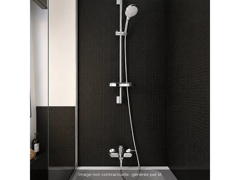 Pack mitigeur baignoire mécanique HANSGROHE Logis + Ensemble de douche Crometta 2 jets blanc/chromé