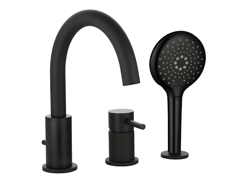 Mitigeur bain douche mécanique 3 trous + douchette 3 jets PAINI Cox noir mat