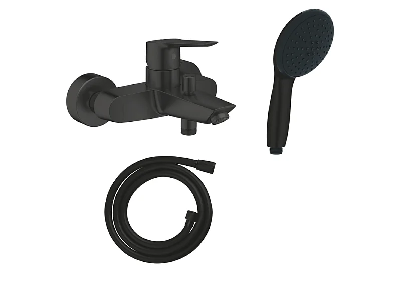 Mitigeur bain douche mécanique GROHE Start 2021 noir mat + Douchette 2 jets Vitalio GROHE Start 110 + Flexible