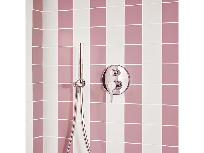 Pommeau de douche VILLEROY & BOCH Verve Showers Stick + Flexible de douche Universal Showers 160 cm Chromé