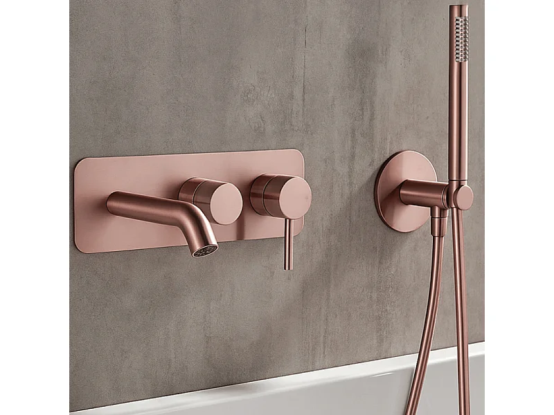 Mitigeur bain douche mécanique mural + douchette 1 jet + corps encastré PAINI Ortence bronze cuivre