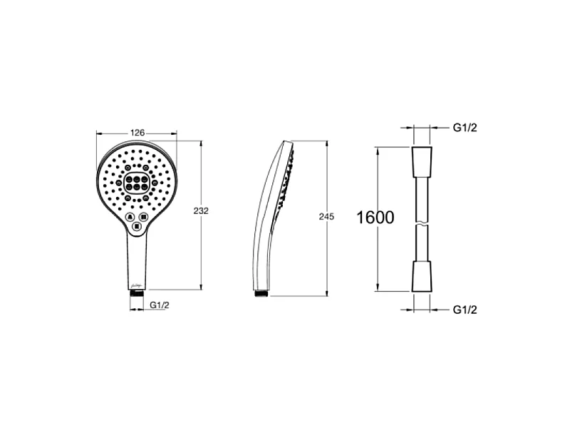Pommeau de douche 3 jets JACOB DELAFON Metro signature noir mat + flexible
