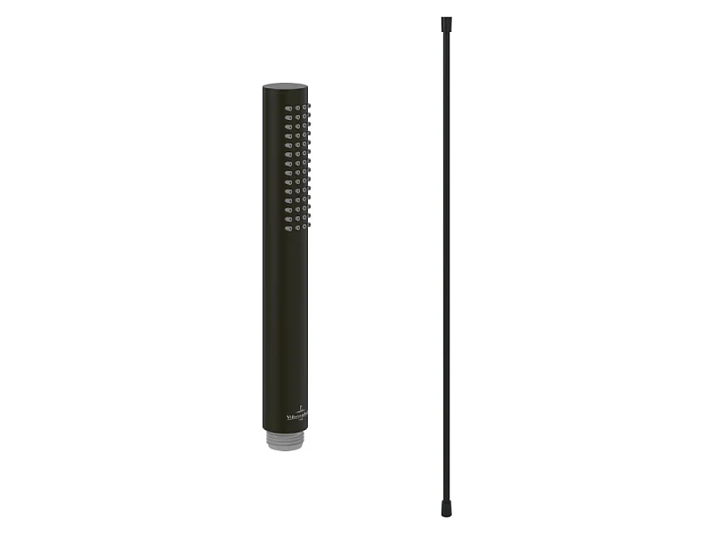 Pommeau de douche VILLEROY & BOCH Verve Showers Stick + Flexible de douche Universal Showers 160 cm Noir mat