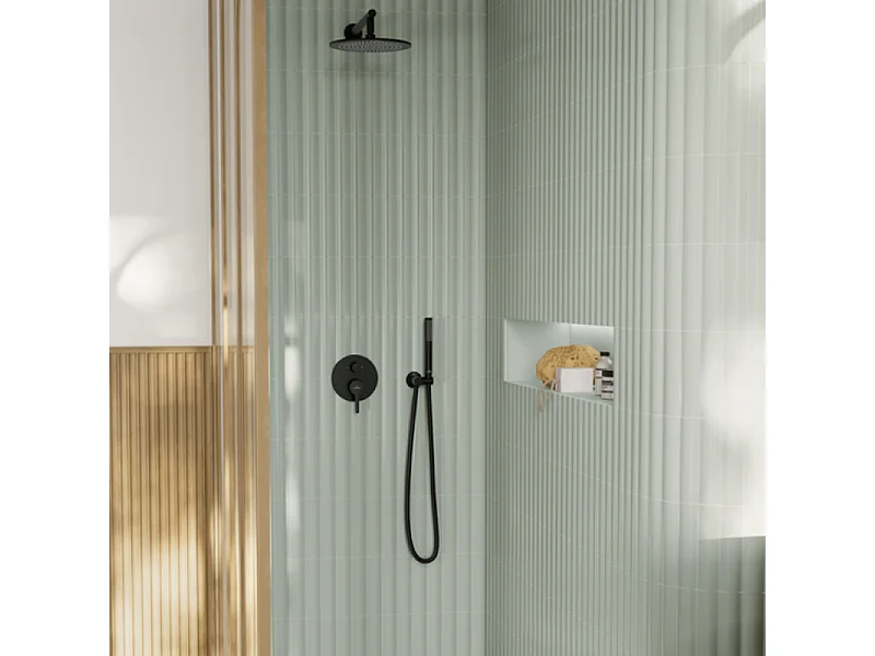 Pommeau de douche VILLEROY & BOCH Verve Showers Stick + Flexible de douche Universal Showers 160 cm Noir mat