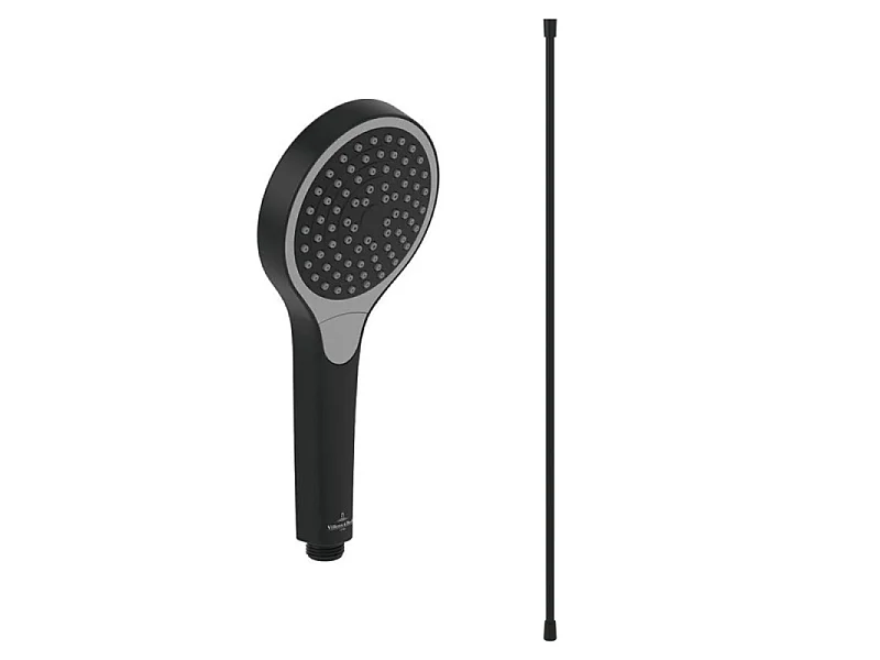 Pommeau de douche VILLEROY & BOCH Verve Showers 3 jets + Flexible de douche Universal Showers 160 cm Noir mat