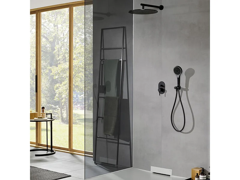 Pommeau de douche VILLEROY & BOCH Verve Showers 3 jets + Flexible de douche Universal Showers 160 cm Noir mat