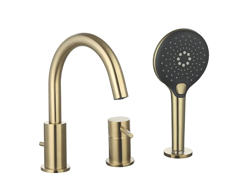 Mitigeur bain douche mécanique 3 trous + douchette 3 jets PAINI Ortence laiton brossé