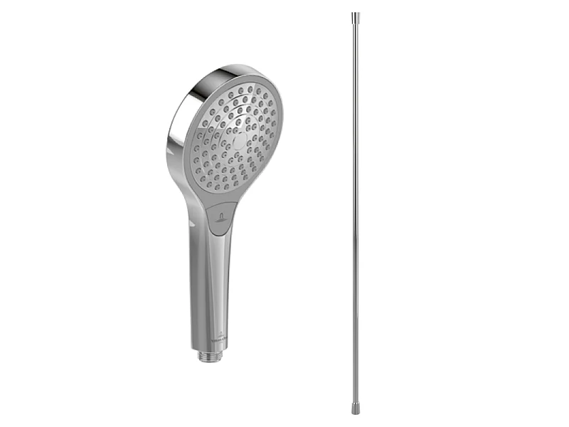 Pommeau de douche VILLEROY & BOCH Verve Showers 3 jets + Flexible de douche Universal Showers 160 cm Chromé