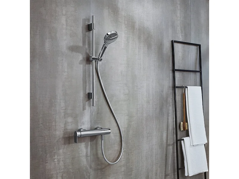 Pommeau de douche VILLEROY & BOCH Verve Showers 3 jets + Flexible de douche Universal Showers 160 cm Chromé
