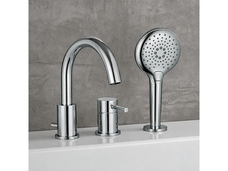 Mitigeur bain douche mécanique 3 trous + douchette 3 jets PAINI Cox chromé