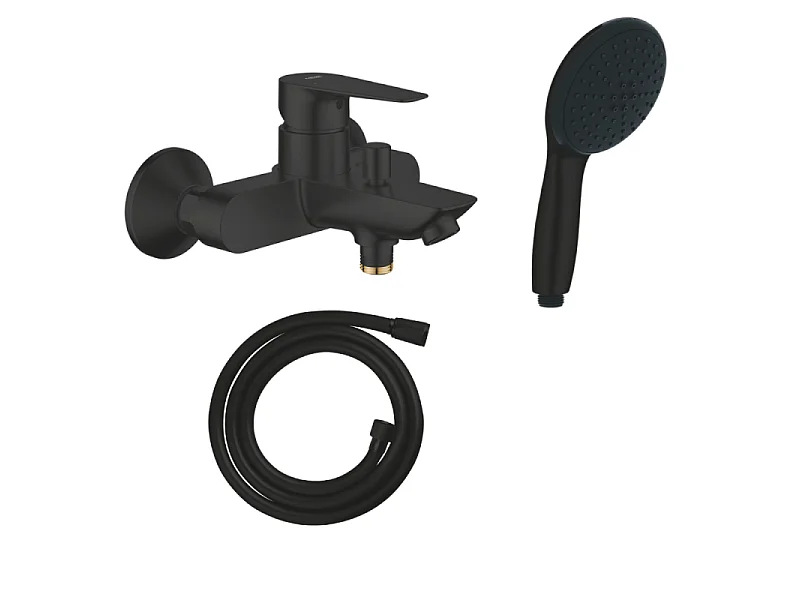 Mitigeur bain douche mécanique GROHE Start Edge 2020 noir mat + Douchette 2 jets Vitalio GROHE Start 110 + Flexible