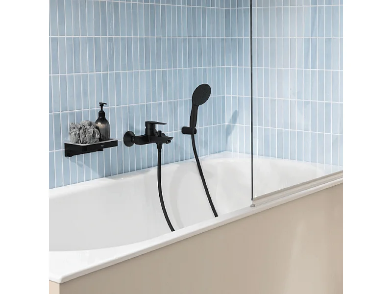 Mitigeur bain douche mécanique GROHE Start Edge 2020 noir mat + Douchette 2 jets Vitalio GROHE Start 110 + Flexible