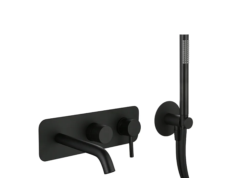 Mitigeur bain douche mécanique mural + douchette 1 jet + corps encastré PAINI Cox noir mat