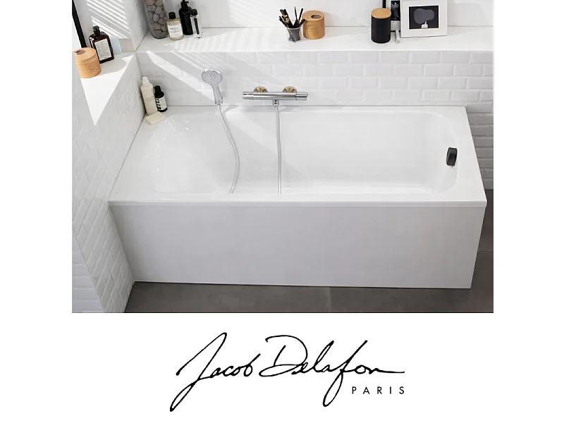 Baignoire droite 170 X 75 JACOB DELAFON Brive avec vidage noir mat