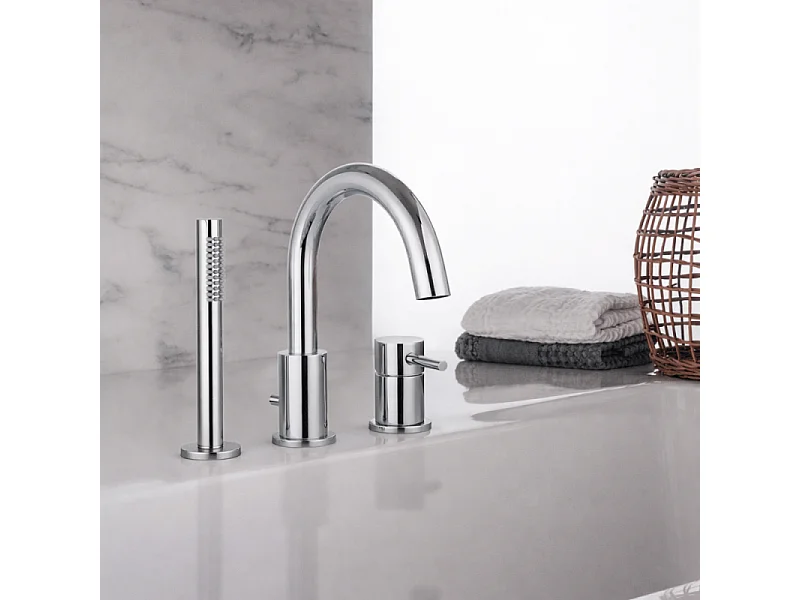 Mitigeur bain douche mécanique 3 trous + douchette 1 jet PAINI Cox chromé