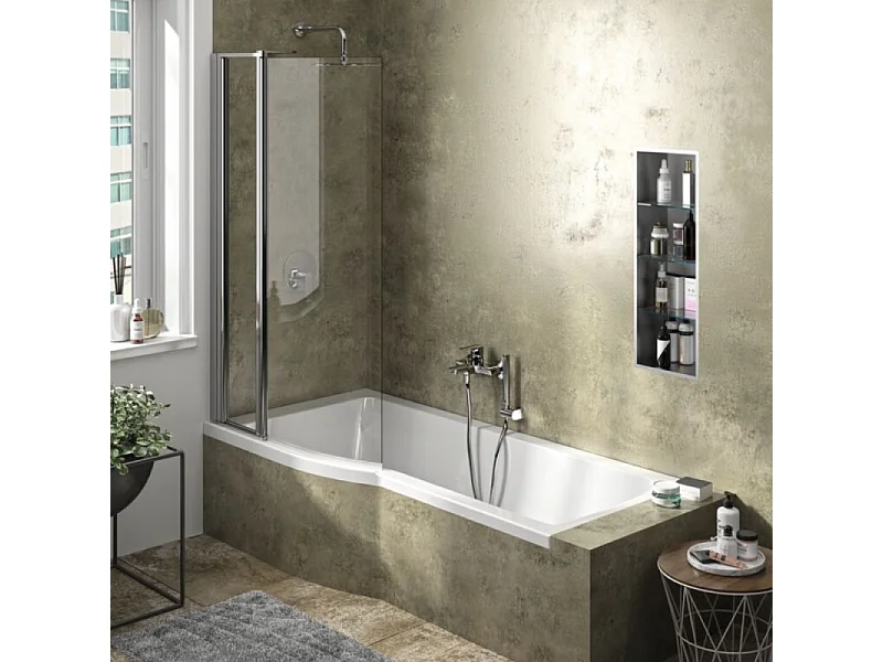 Pack baignoire bain douche 170 x 80 cm droite IDEAL STANDARD Connect Air + tablier + pare bain fixe  + pieds + vidage Blanc