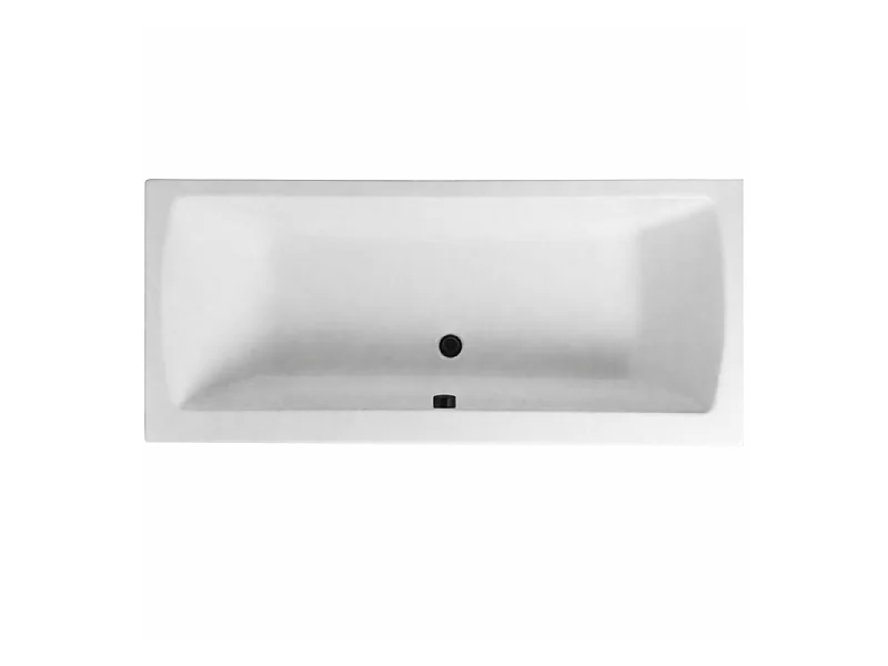 Baignoire droite rectangulaire 180x80cm avec pieds VITRA Neon blanc + Vidage WIRQUIN volet et clapet Noir mat/Black Touch