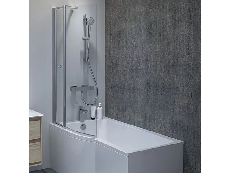 Pack baignoire bain douche 170 x 80 cm droite IDEAL STANDARD Connect Air + tablier + pare bain avec volet  + pieds + vidage Blanc