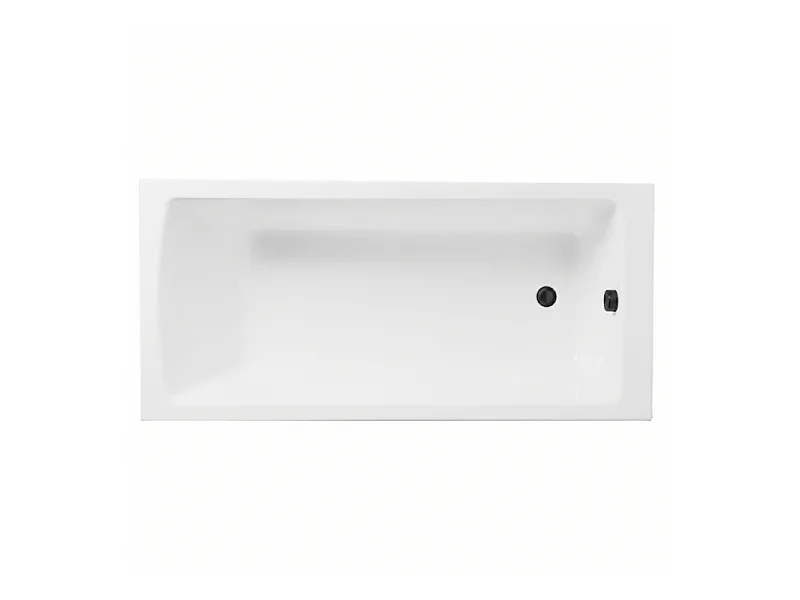 Baignoire droite rectangulaire 170x75cm avec pieds VITRA Neon blanc + Vidage WIRQUIN volet et clapet Noir mat/Black Touch