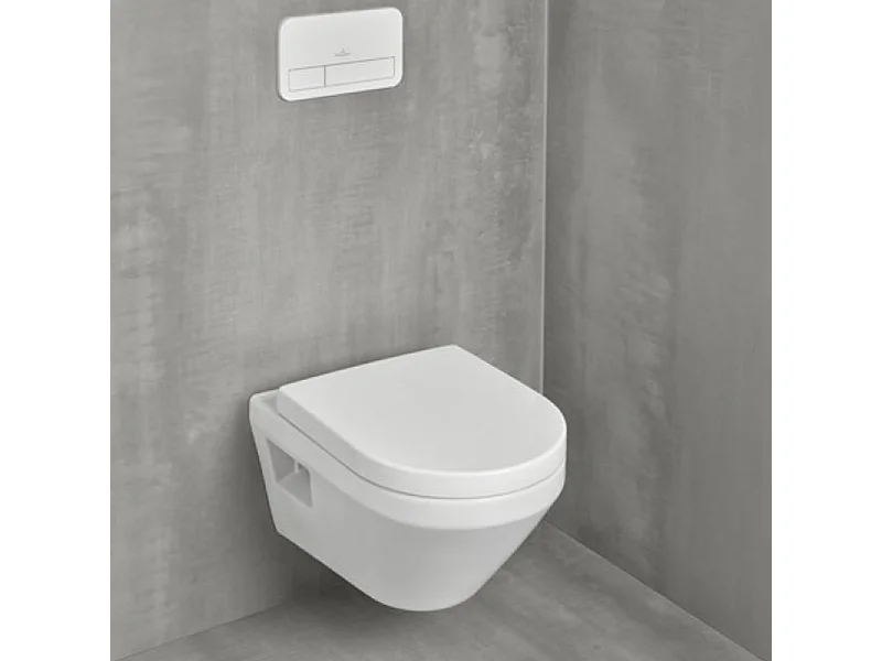 Pack WC suspendu sans bride VILLEROY&BOCH Architectura Twistflush rond + Abattant + Bâti-support autoportant PRESTO + Plaque