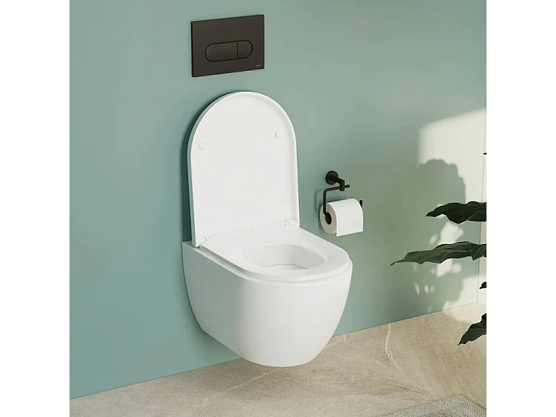 Cuvette WC suspendu sans bride VitrA M60 Vortexflush blanc avec abattant frein de chute