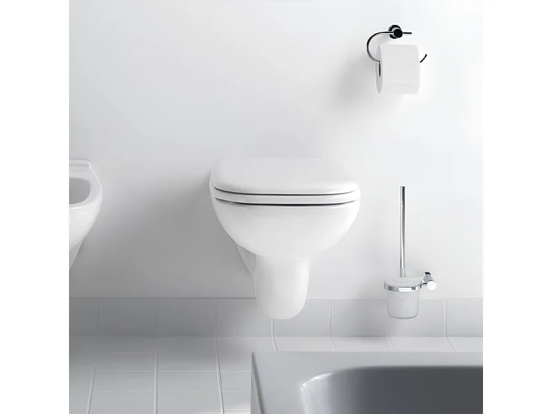 Pack cuvette WC suspendu DURAVIT D-CODE + abattant frein de chute + bâti-support SIAMP + plaque noire