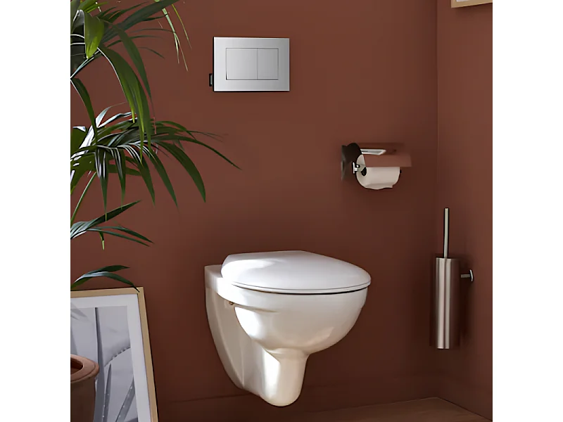 Pack cuvette WC suspendu sans bride JACOB DELAFON Patio avec abattant + bâti support + plaque