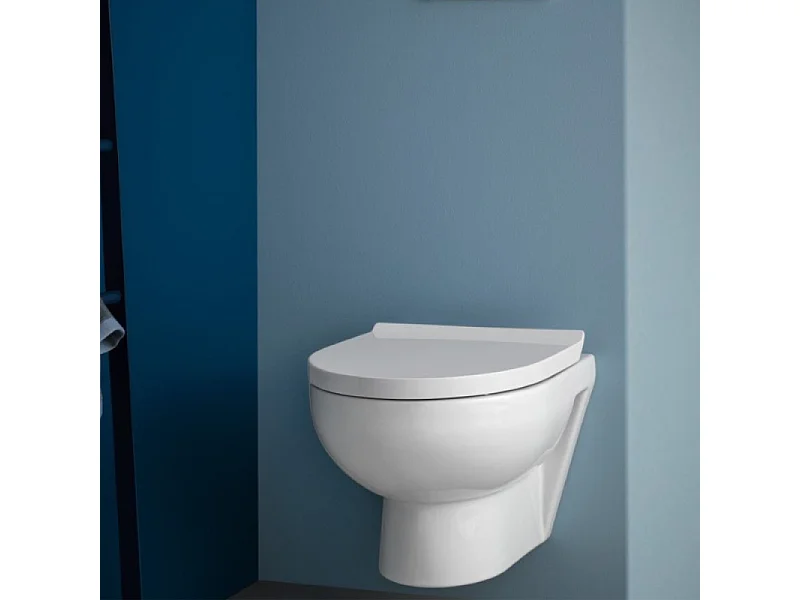 Pack cuvette WC suspendu sans bride compact DURAVIT DURAVIT NO. 1 + abattant frein de chute + bâti-support SIAMP + plaque noire