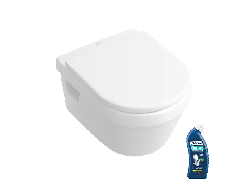 Cuvette WC suspendu sans bride VILLEROY & BOCH Architectura avec abattant + nettoyant WC Briochin