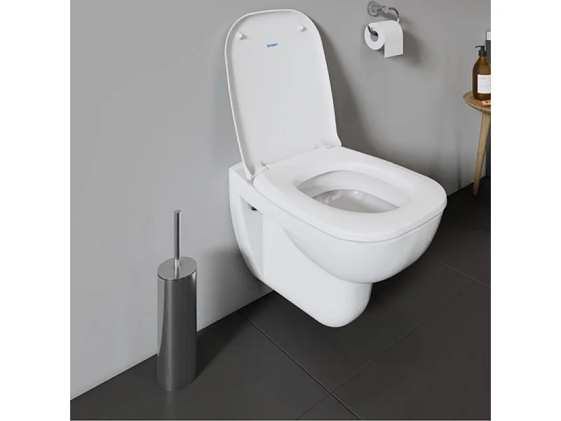 Pack cuvette WC suspendu DURAVIT D-CODE + abattant frein de chute + bâti-support SIAMP + plaque noire