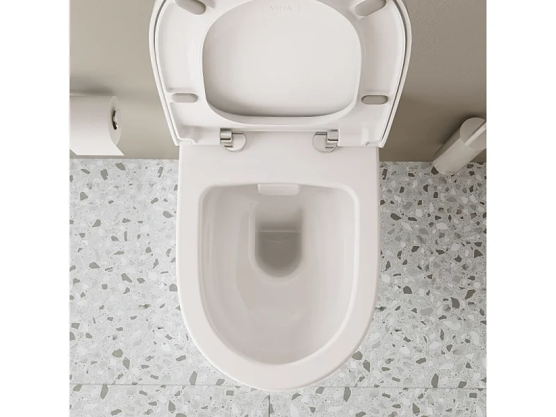 Pack WC suspendu VitrA Sento blanc + bâti autoportant V-Fix Core + Plaque Round chromé