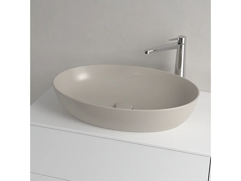 Vasque ovale à poser VILLEROY ET BOCH Artis + bonde à écoulement libre Amande