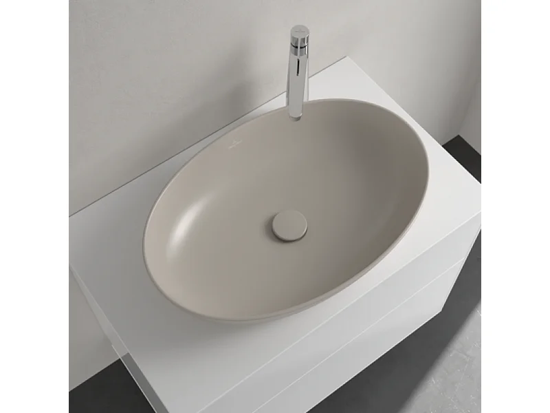 Vasque ovale à poser VILLEROY ET BOCH Artis + bonde à écoulement libre Amande