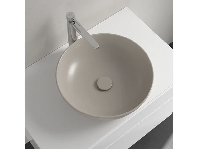 Vasque ronde à poser VILLEROY ET BOCH Artis + bonde à écoulement libre Amande