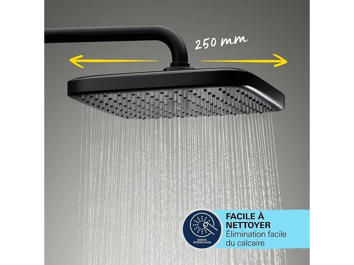 Colonne de douche avec mitigeur thermostatique - Economie d'eau Vitalio Comfort 250 - Noir mat