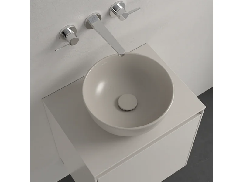 Vasque ronde à poser VILLEROY ET BOCH Artis 32,5cm + bonde à écoulement libre Amande