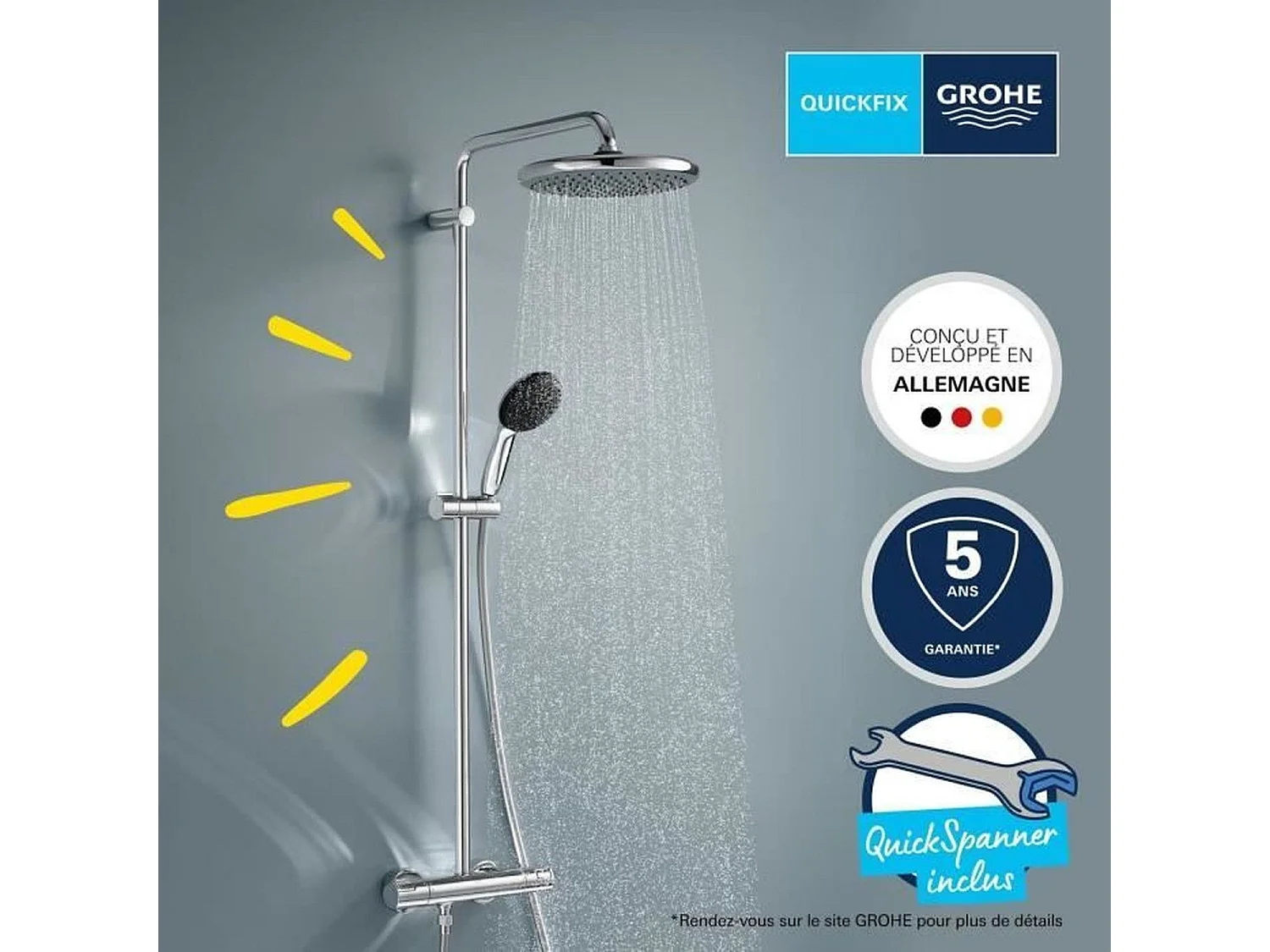 Columna de ducha con mezclador termostático GROHE Vitalio Start System Cromo