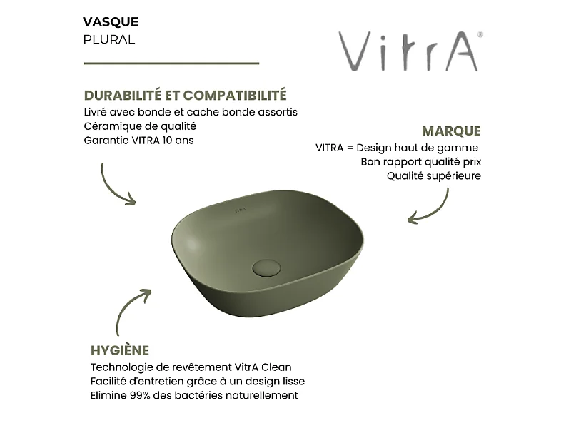 Vasque à poser VitrA Plural VitrA Clean vert mousse mat