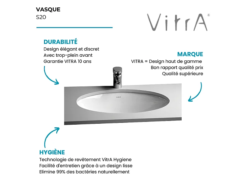 Vasque à encastrer par le dessous VitrA S20 52 cm