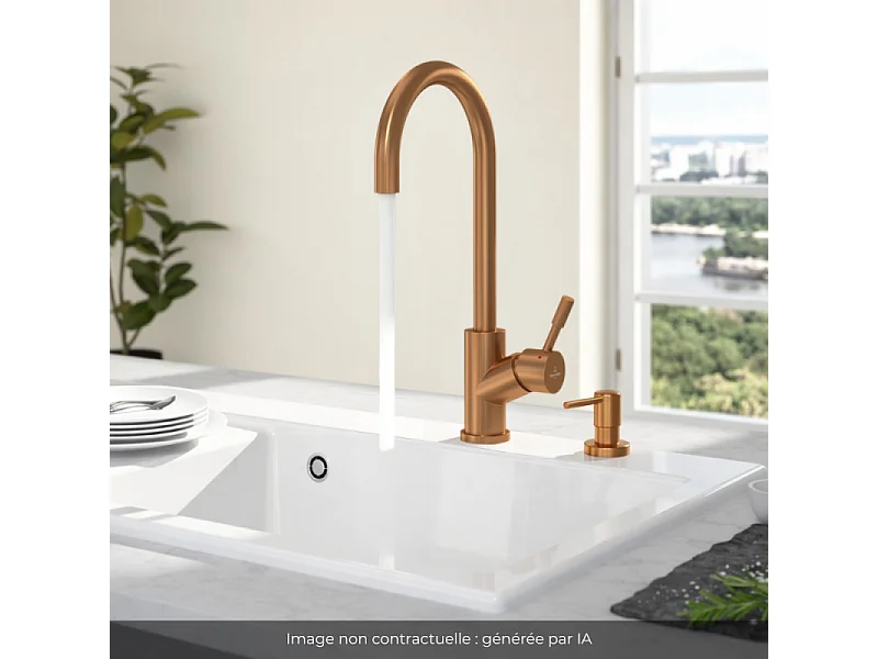 Robinet cuisine VILLEROY ET BOCH Umbrella + Distributeur de savon Bronze