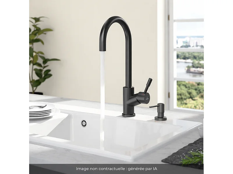 Robinet cuisine VILLEROY ET BOCH Umbrella + Distributeur de savon Anthracite
